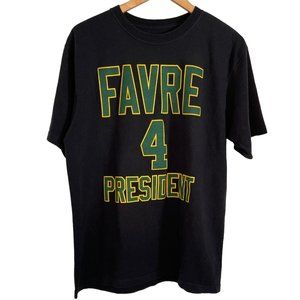 Green Bay Packers Favre 4 President T-Shirt Medium Double Sided Black Reebok
